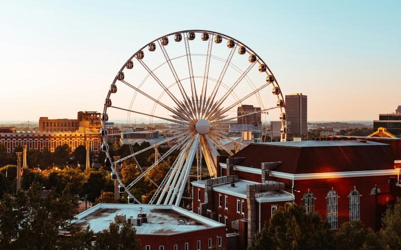 a ferris wheel in a city