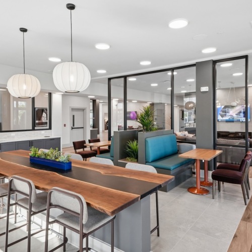 a clubroom with a resident kitchen 